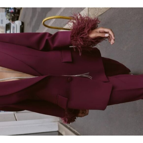 ZARA FEATHER CUFF BLAZER - Picture 3 of 9